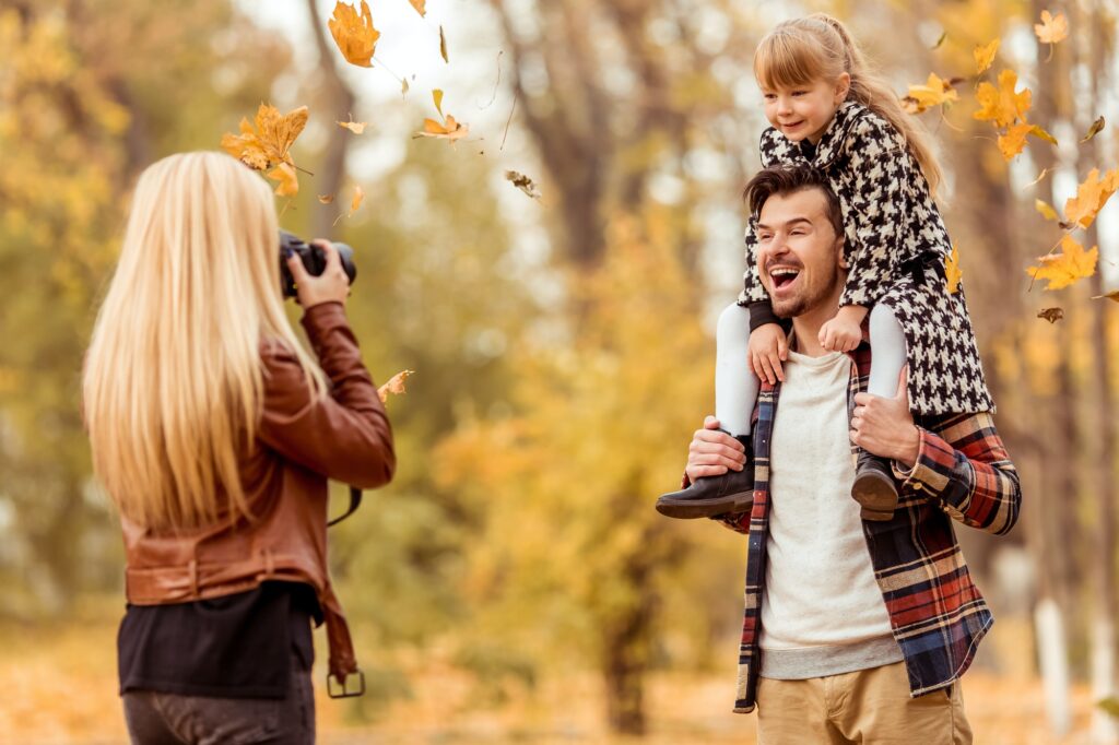 Family walk autumn